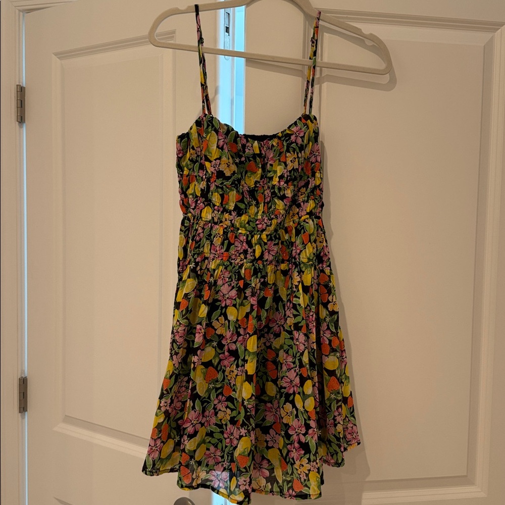 Aqua Bloomingdales Floral Sundress with Spaghetti Straps